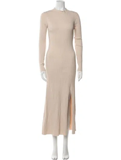 Pre-owned Astr Mock Neck Long Dress In Neutral