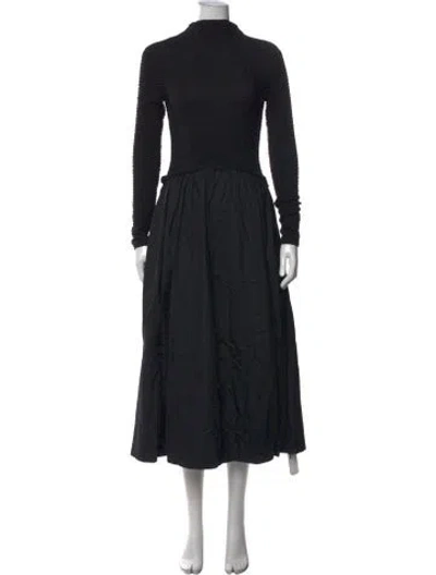 Pre-owned Astr Mock Neck Midi Length Dress In Black