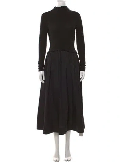 Pre-owned Astr Mock Neck Midi Length Dress In Black