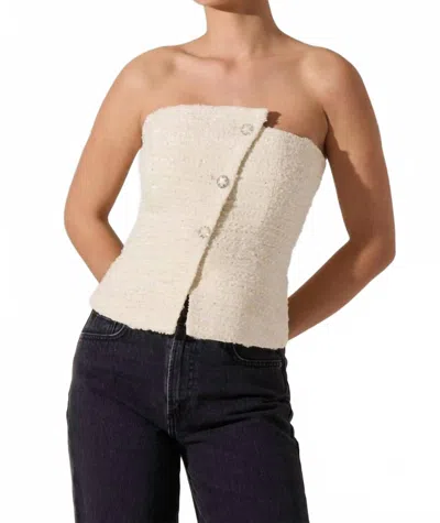 Astr Xoxo Asymmetrical Tweed Top In Cream In White