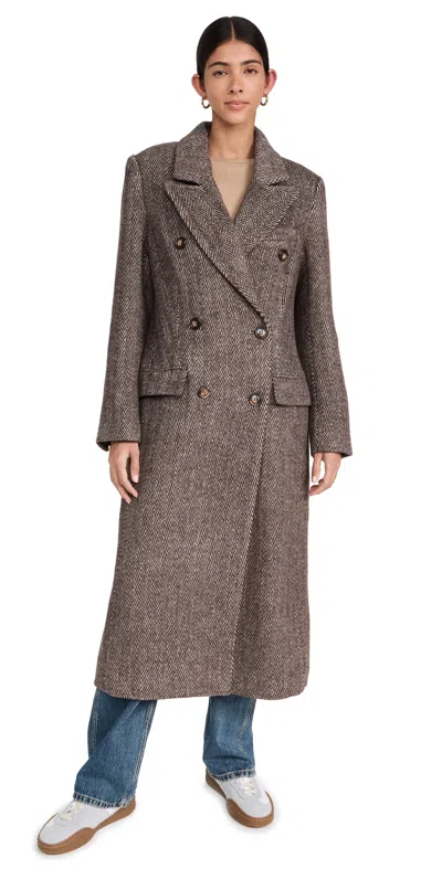 Astr Morana Coat Brown Herringbone