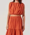 Astr Nalley Eyelet Crop Top In Rust In Orange
