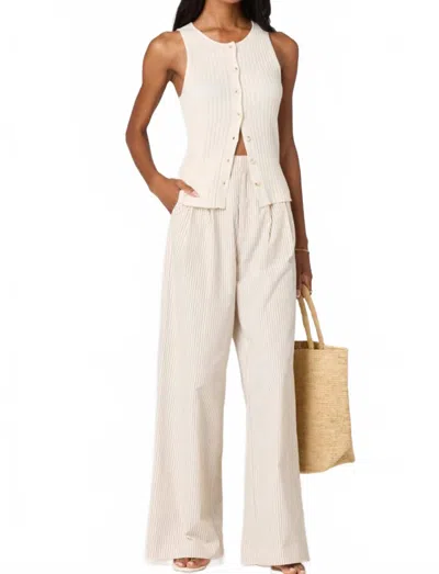 Astr Neha Pants In White/brown Stripe In Neutral