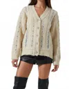 Astr Nesmarie Lace Embellished Cardigan In Cream In Neutral