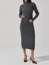 Astr Neve Ribbed Sweater Midi Skirt In Grey In Gray