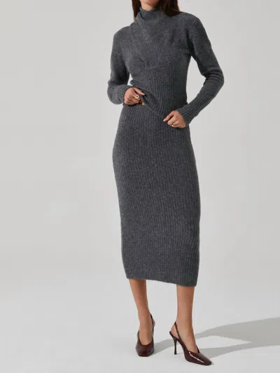 Astr Neve Ribbed Sweater Midi Skirt In Grey In Gray
