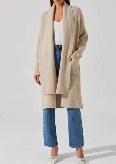Astr Noemi Open Front Cardigan In Cream In Beige