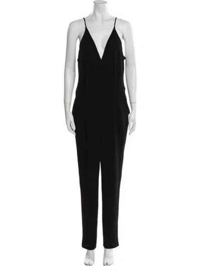 Pre-owned Astr Nylon V-neck Jumpsuit In Black
