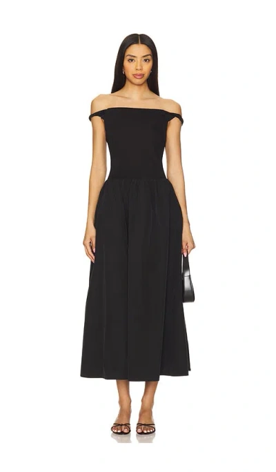 Astr Off Shoulder Poplin Dress In Black