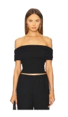 Astr The Label Off The Shoulder Textured Knit Top In Black