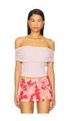 Astr The Label Off The Shoulder Textured Knit Top In Blush
