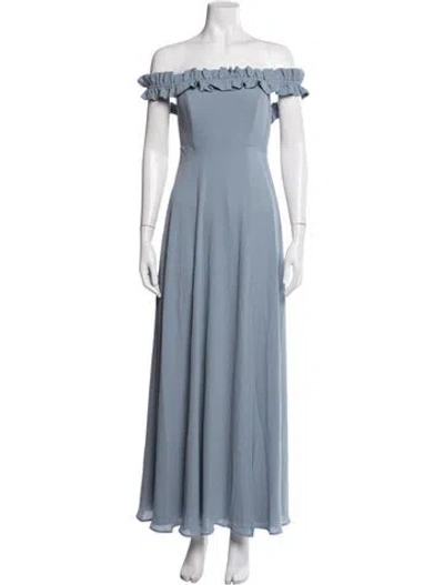 Pre-owned Astr Off-the-shoulder Long Dress In Blue