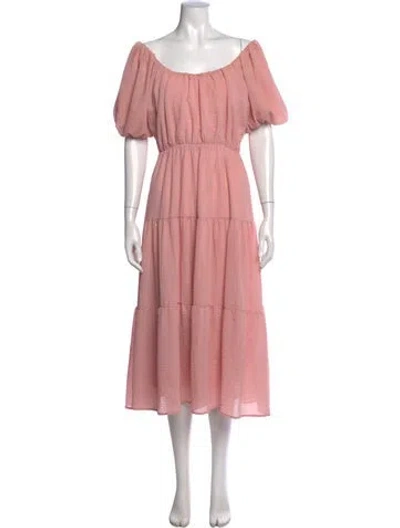 Pre-owned Astr Off-the-shoulder Midi Length Dress In Pink
