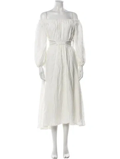Pre-owned Astr Off-the-shoulder Midi Length Dress W/ Tags In White