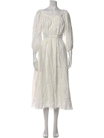 Pre-owned Astr Off-the-shoulder Midi Length Dress In White