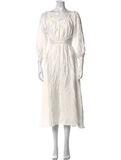 Pre-owned Astr Off-the-shoulder Midi Length Dress In White