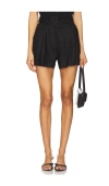 Astr Ollie Pleated Linen Blend Shorts In Black In Black