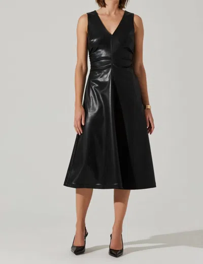 Astr Omaira Faux Leather Midi Dress In Black