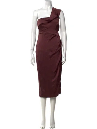 Pre-owned Astr One-shoulder Knee-length Dress In Burgundy