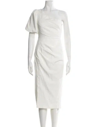 Pre-owned Astr One-shoulder Midi Length Dress In White