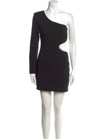Pre-owned Astr One-shoulder Mini Dress In Black