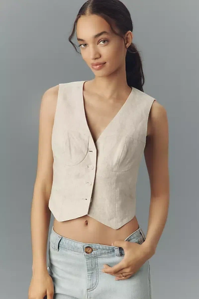 Astr Ossa Linen Cropped Vest Top