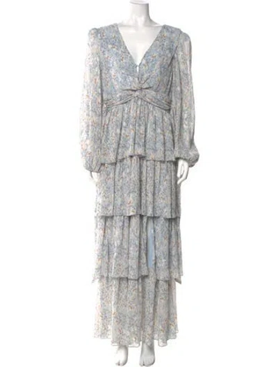 Pre-owned Astr Paisley Print Long Dress In Blue