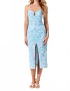 Astr The Label Palmero Floral Print Ruched Sleeveless Maxi Dress In Blue