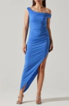 ASTR PARISA RUCHED ONE-SHOULDER MAXI DRESS