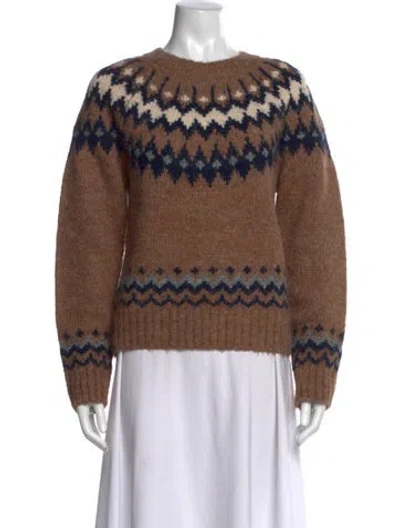 Pre-owned Astr Patterned Crew Neck Sweater In Brown