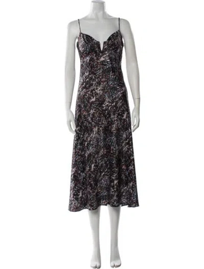 Pre-owned Astr Patterned Long Dress In Black