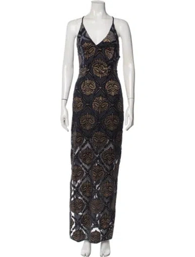 Pre-owned Astr Patterned Long Dress W/ Tags In Blue