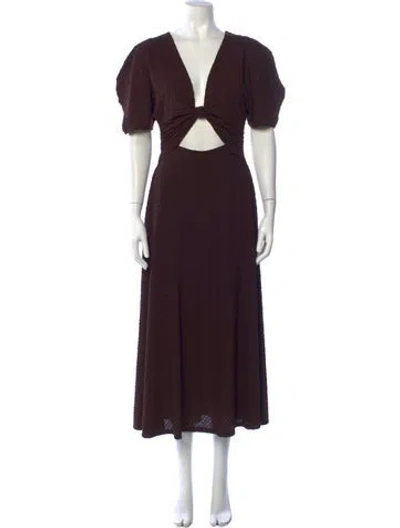Pre-owned Astr Patterned Midi Length Dress In Brown