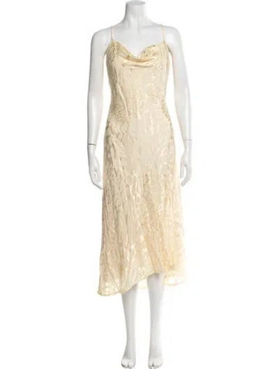 Pre-owned Astr Patterned Midi Length Dress In Gold