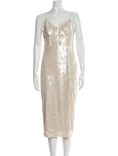 Pre-owned Astr Patterned Midi Length Dress In Neutral