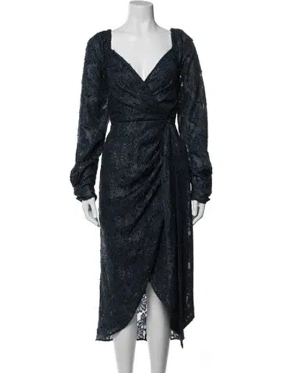Pre-owned Astr Patterned Midi Length Dress W/ Tags In Blue
