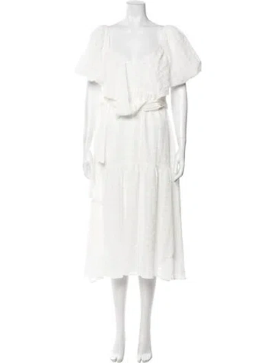 Pre-owned Astr Patterned Midi Length Dress In White