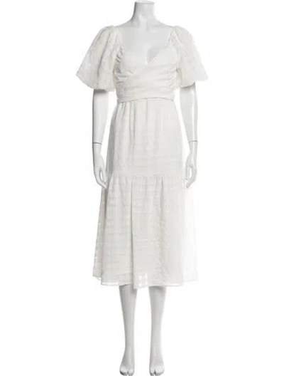 Pre-owned Astr Patterned Midi Length Dress In White