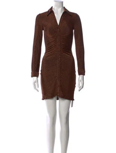 Pre-owned Astr Patterned Mini Dress In Metallic/orange