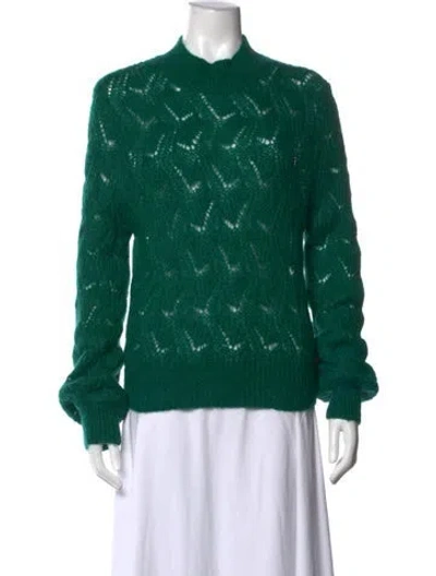 Pre-owned Astr Patterned Mock Neck Sweater In Green