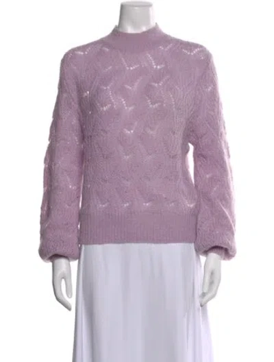 Pre-owned Astr Patterned Mock Neck Sweater In Purple