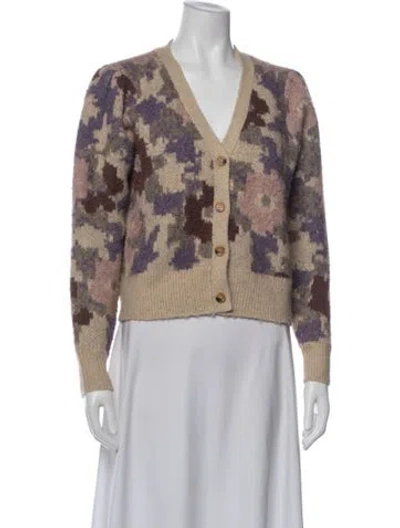Pre-owned Astr Patterned V-neck Sweater In Multi
