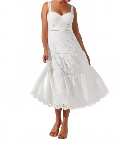 ASTR PELLAGIA EYELET MIDI DRESS IN WHITE