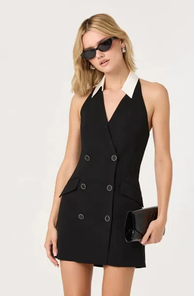 Astr Perah Halter Tuxedo Mini Dress In Black