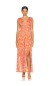 Astr Pescadero Dress In Red Orange Abstract In Burnt Orange