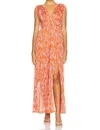 Astr Pescadero Dress In Red Orange Abstract In Multi