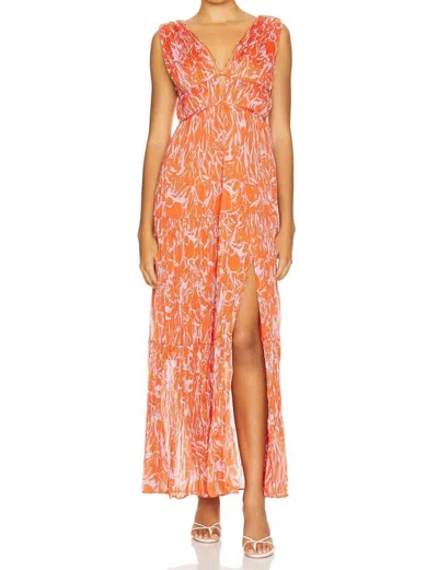 Astr Pescadero Dress In Red Orange Abstract In Multi