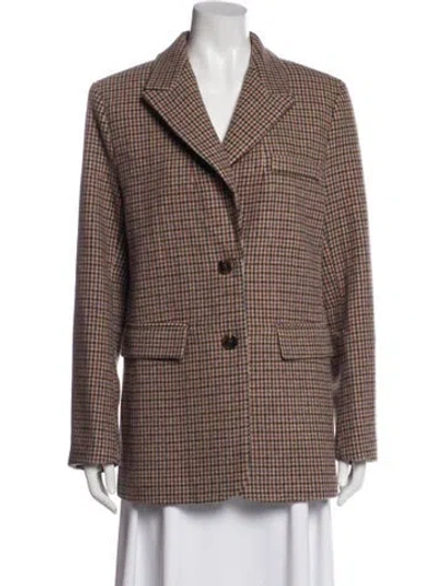 Pre-owned Astr Plaid Print Blazer In Brown