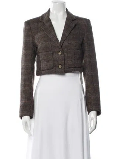 Pre-owned Astr Plaid Print Blazer In Brown
