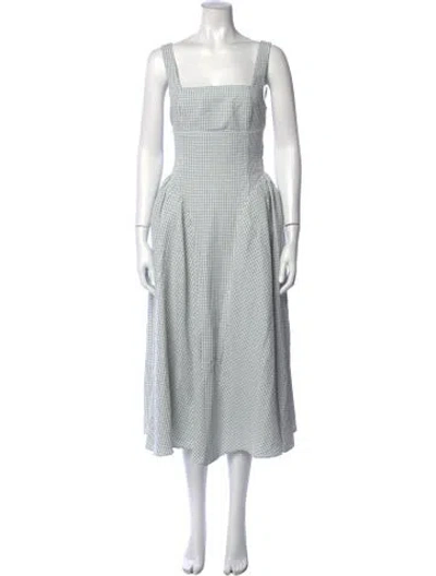 Pre-owned Astr Plaid Print Midi Length Dress In Green